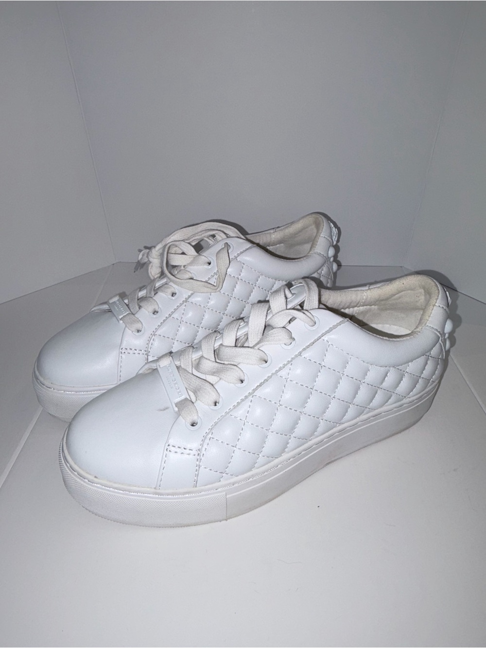 Kurt Geiger White Quilted Platform Sneakers